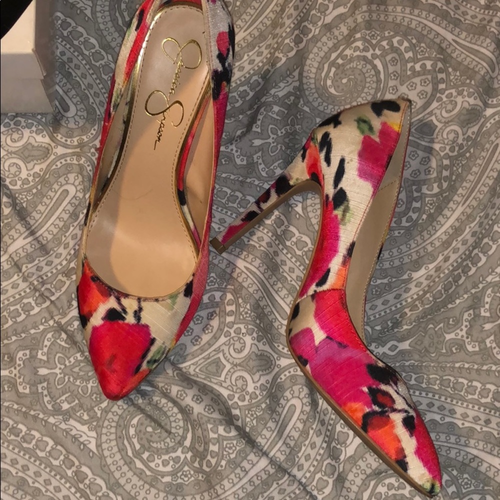 Jessica Simpson Floral Heels size 8